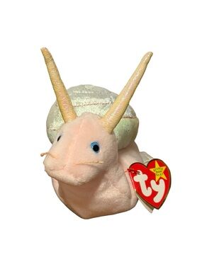 Ty Beanie Baby Swirly Snail Plush Pink Iridescent Shell 1999 Vintage